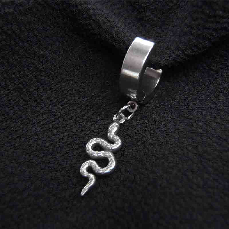 boucle d'oreille homme acier inoxydable serpent majeci